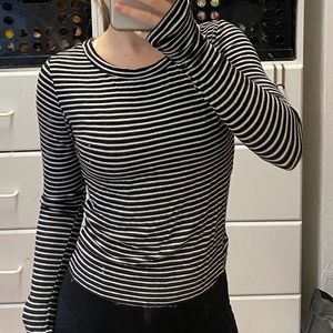 Brandy Melville Cropped, Long Sleeve Striped Shirt